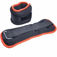 Утяжелители "ALT Sport" (2х2,0кг) (нейлон) в сумке (черный с оранжевой окантовкой) (нейлоновый, наполнитель металлическая крошка) HKAW104-2